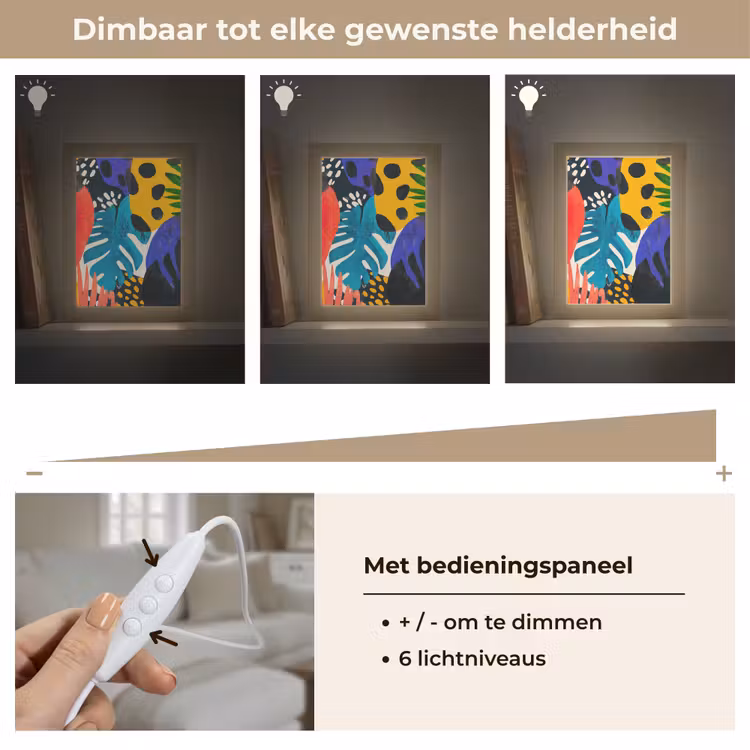 Bladeren - Vormen - Abstract - Kleurrijk Light Box met kabel (Tafellamp) klein -USP_dimbaarNL