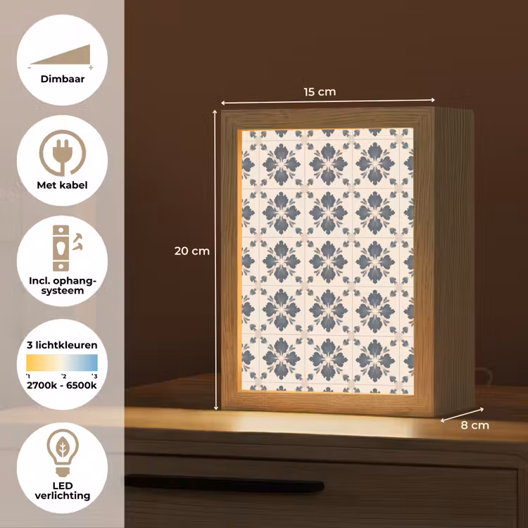 Bladvorm - Klassiek - Kleurrijk Light Box met kabel (Tafellamp) klein 925 -USP_NL