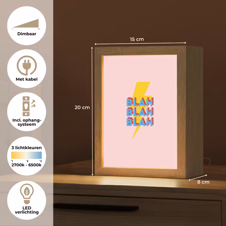 Blah - Bliksem - Roze Light Box met kabel (Tafellamp) klein -USP_NL