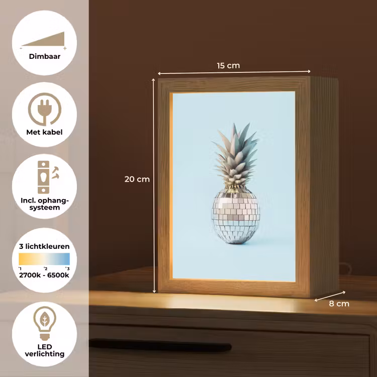 Blauw - Ananas - Disco - Discobal Light Box met kabel (Tafellamp) klein -USP_NL