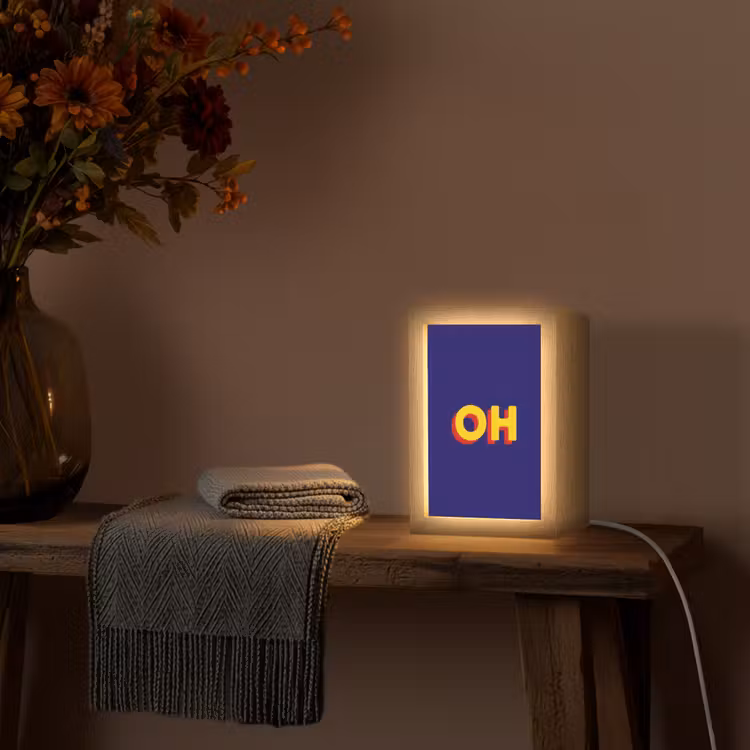 Blauw - Geel - OH - Schaduw Light Box met kabel (Tafellamp) klein -sfeer4