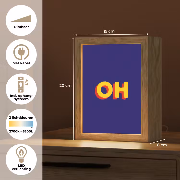 Blauw - Geel - OH - Schaduw Light Box met kabel (Tafellamp) klein -USP_NL