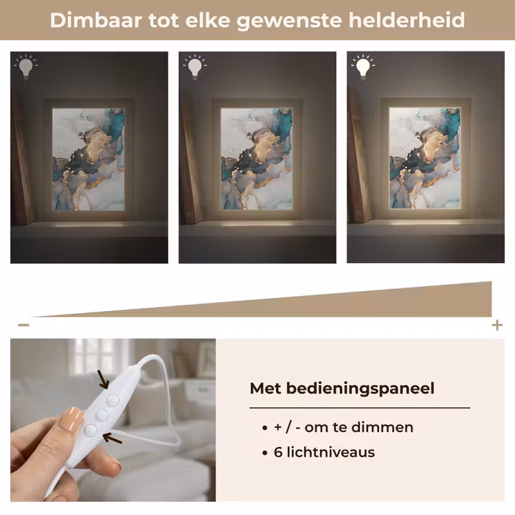 Blauw - Marmer - Goud Light Box met kabel (Tafellamp) klein -USP_dimbaarNL