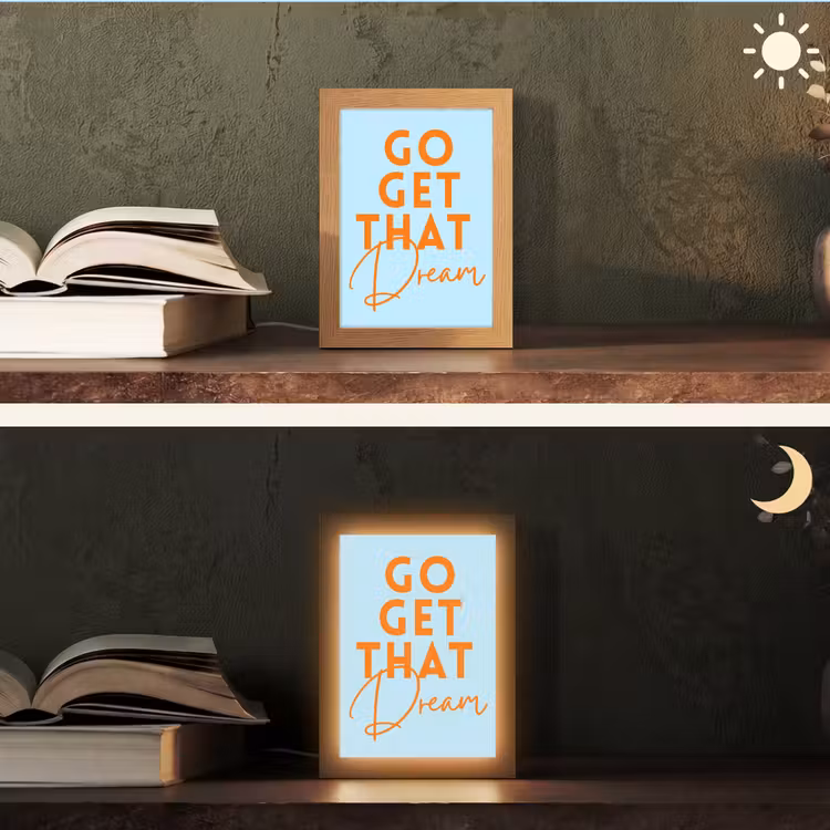 Blauw - Oranje - Tekst Light Box met kabel (Tafellamp) klein -sfeer3