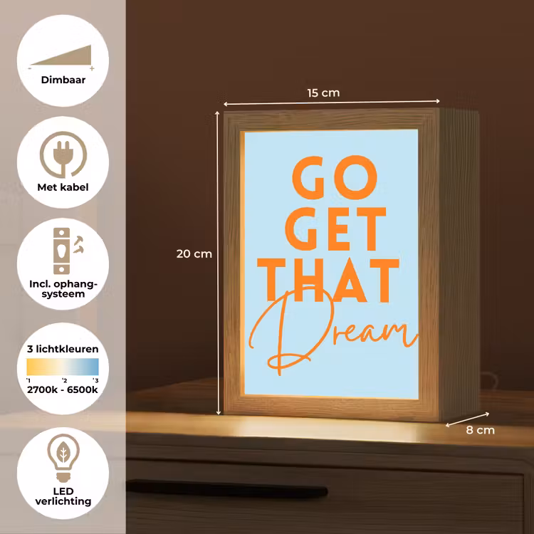 Blauw - Oranje - Tekst Light Box met kabel (Tafellamp) klein -USP_NL