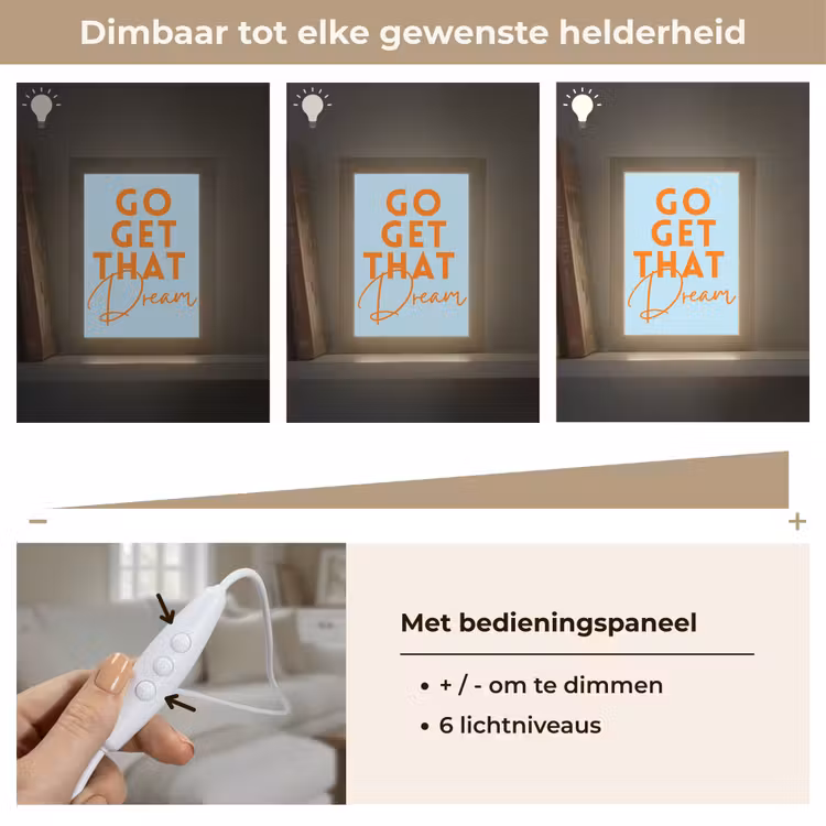 Blauw - Oranje - Tekst Light Box met kabel (Tafellamp) klein -USP_dimbaarNL