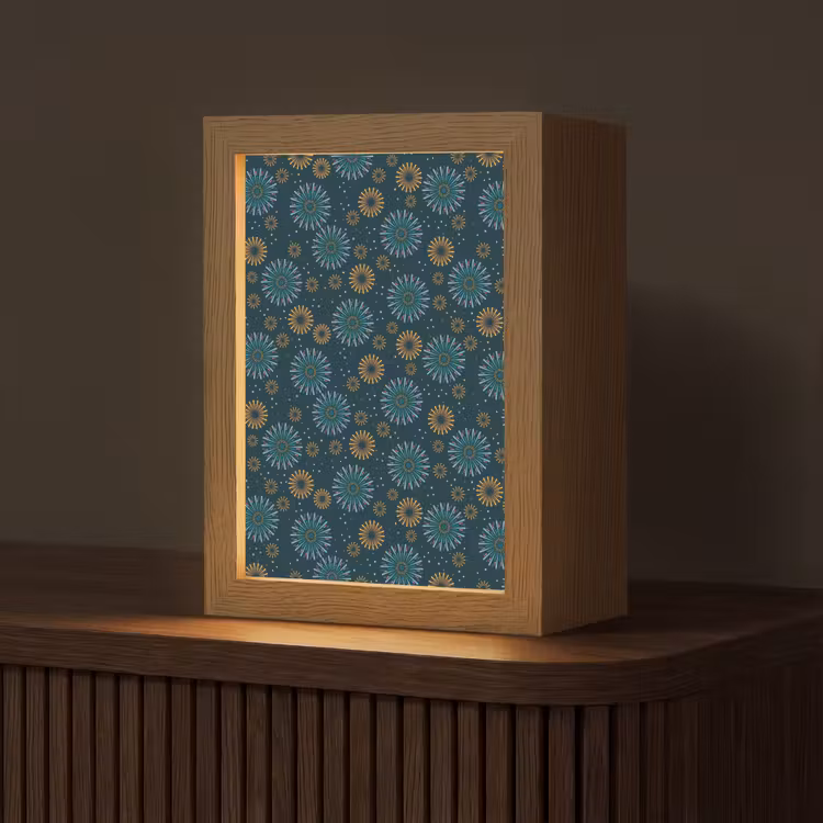 Blauw - Patroon - Retro Light Box met kabel (Tafellamp) klein 925 -z3d_website