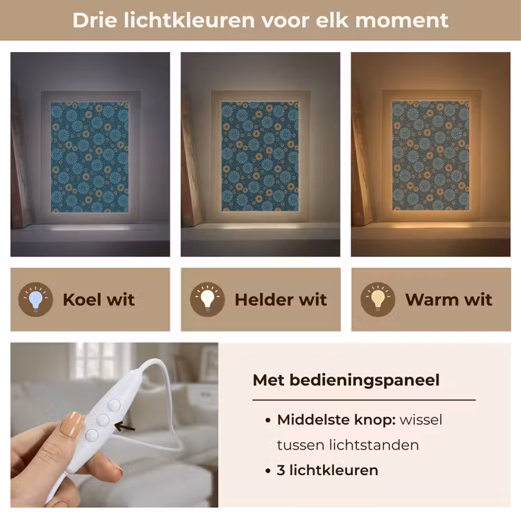 Blauw - Patroon - Retro Light Box met kabel (Tafellamp) klein 925 -USP_lichtkleurNL