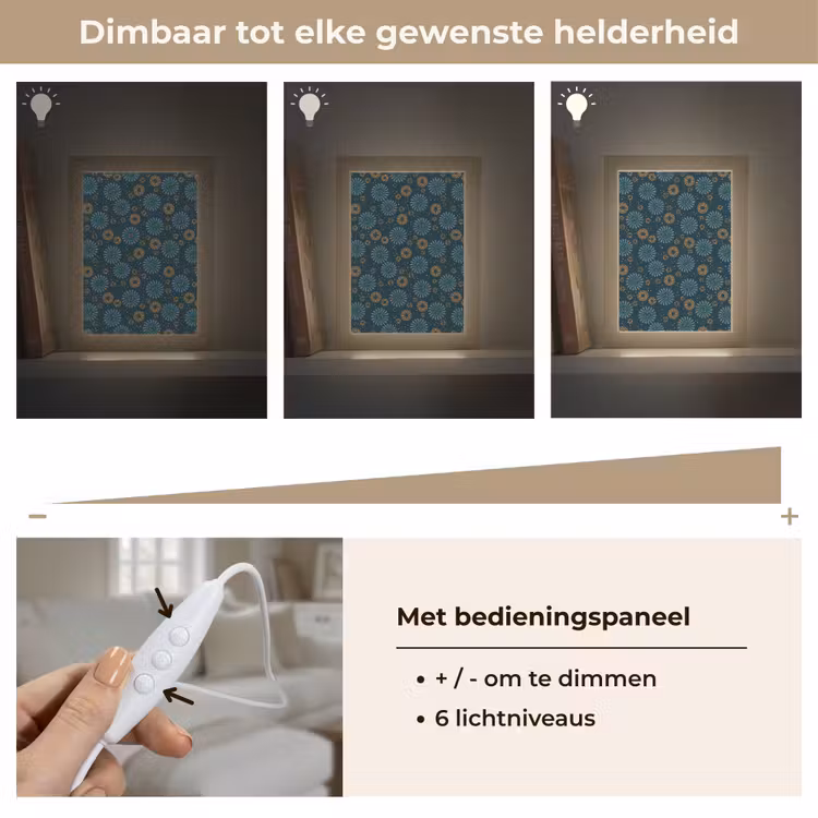 Blauw - Patroon - Retro Light Box met kabel (Tafellamp) klein 925 -USP_dimbaarNL