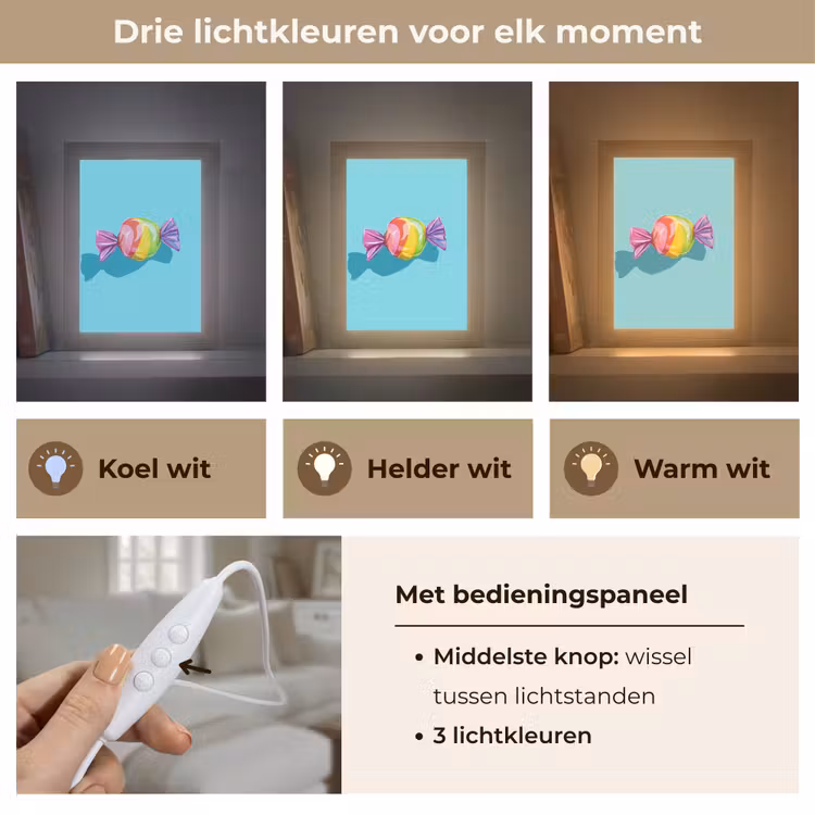 Blauw - Snoep - Regenboog Light Box met kabel (Tafellamp) klein -USP_lichtkleurNL