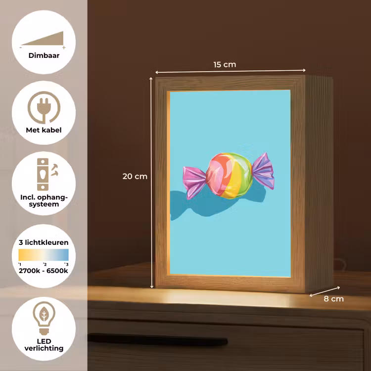 Blauw - Snoep - Regenboog Light Box met kabel (Tafellamp) klein -USP_NL