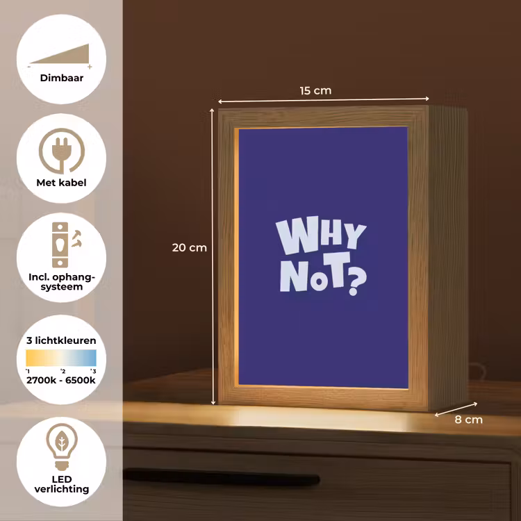Blauw - Why not - Minimalistisch Light Box met kabel (Tafellamp) klein -USP_NL