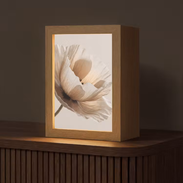 Bloem - Beige - Crème Light Box met kabel (Tafellamp) klein -z3d_website