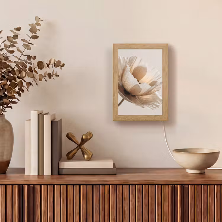 Bloem - Beige - Crème Light Box met kabel (Tafellamp) klein -sfeer2