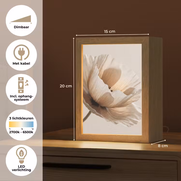 Bloem - Beige - Crème Light Box met kabel (Tafellamp) klein -USP_NL