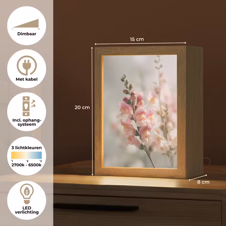 Bloem - Leeuwenbek - Roze - Stengel Light Box met kabel (Tafellamp) klein -USP_NL