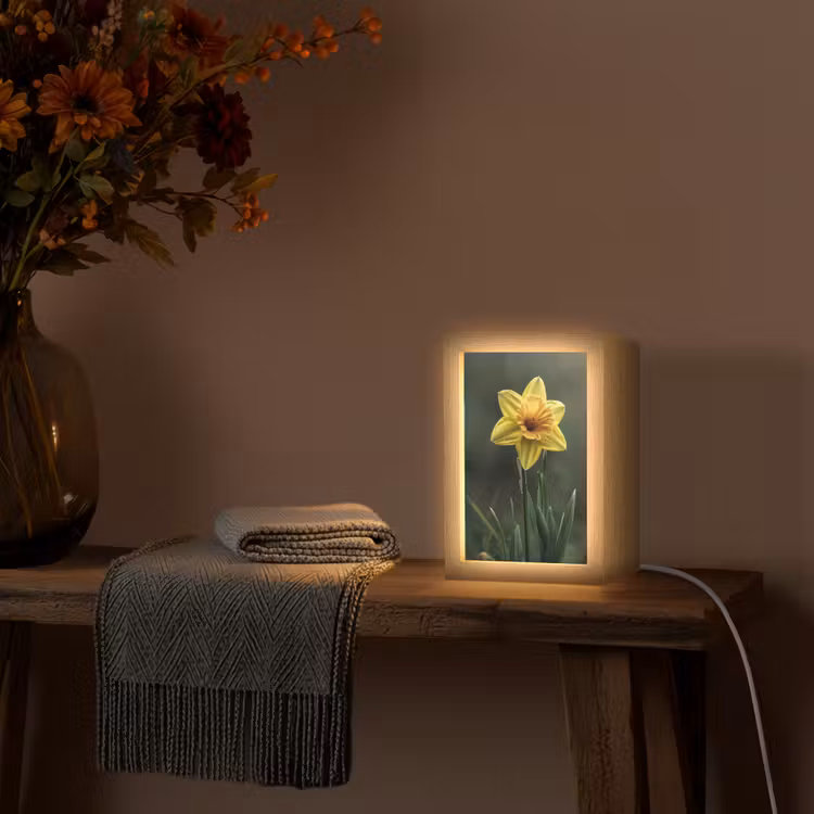 Bloem - Narcis - Gras - Geel Light Box met kabel (Tafellamp) klein -sfeer4
