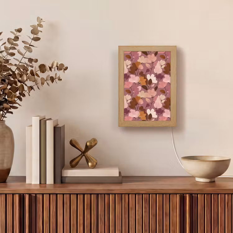 Bloem - Patroon - Roze Light Box met kabel (Tafellamp) klein 925 -sfeer2