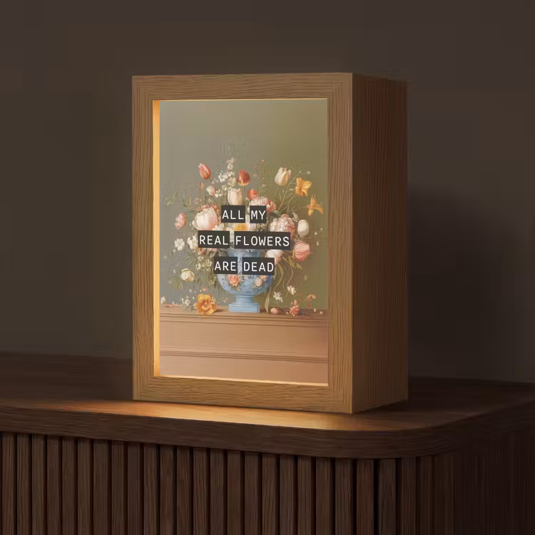 Bloem - Quote - Vintage - Art Light Box met kabel (Tafellamp) klein -z3d_website