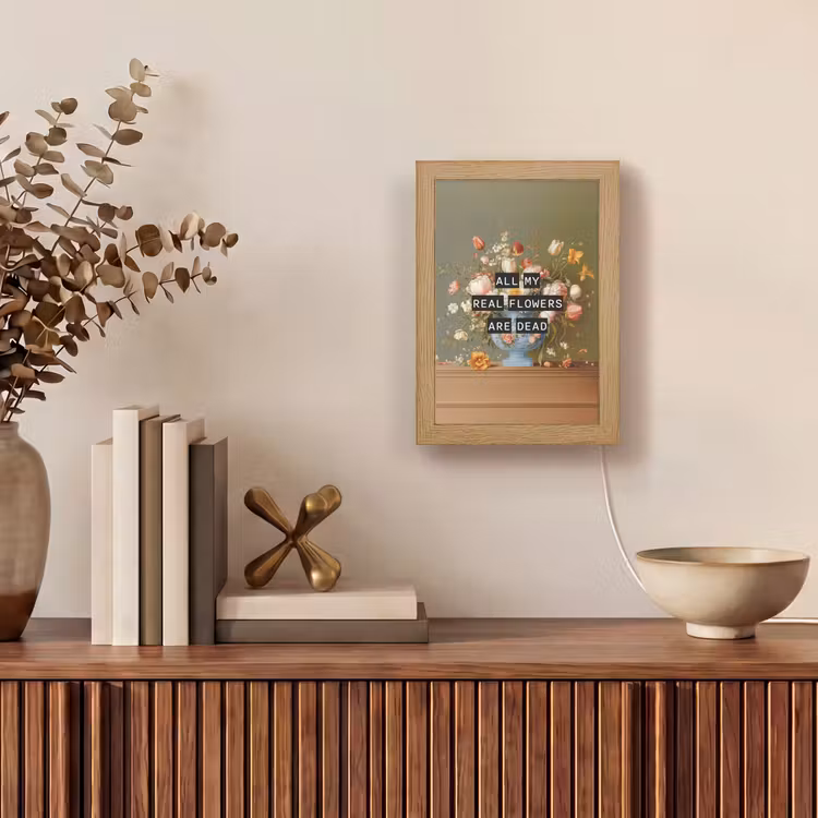 Bloem - Quote - Vintage - Art Light Box met kabel (Tafellamp) klein -sfeer2