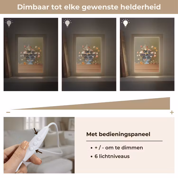 Bloem - Quote - Vintage - Art Light Box met kabel (Tafellamp) klein -USP_dimbaarNL