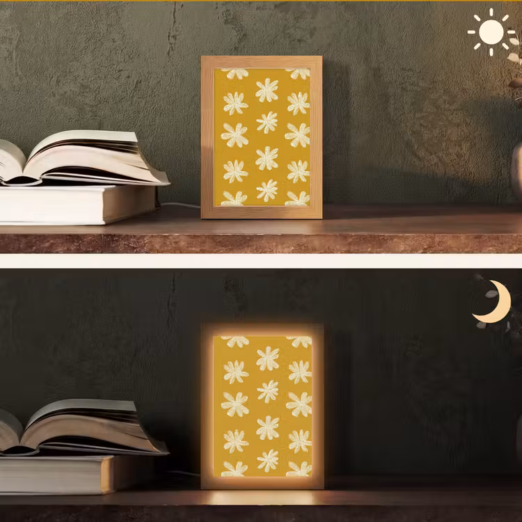 Bloem - Speels - Okergeel Light Box met kabel (Tafellamp) klein 925 -sfeer3