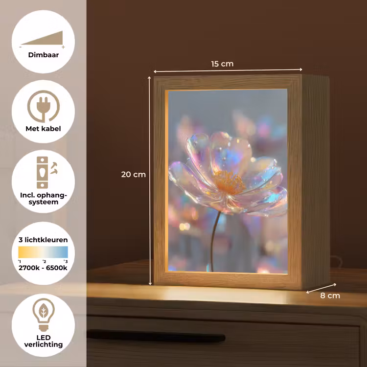 Bloem - Transparant - Pastelkleuren - Druppels Light Box met kabel (Tafellamp) klein -USP_NL