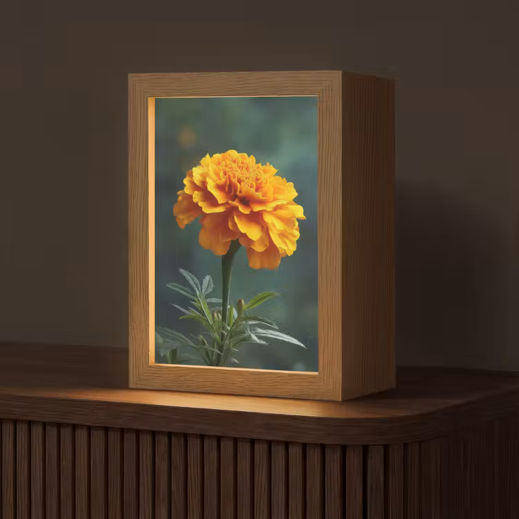 Bloemblaadjes - Afrikaan - Oranje - Wazig Light Box met kabel (Tafellamp) klein -z3d_website