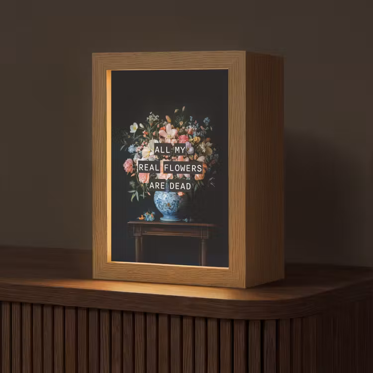 Bloemen - Art - Pastel - Quotes Light Box met kabel (Tafellamp) klein -z3d_website