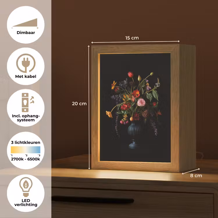 Bloemen - Bessen - Klassiek Light Box met kabel (Tafellamp) klein -USP_NL
