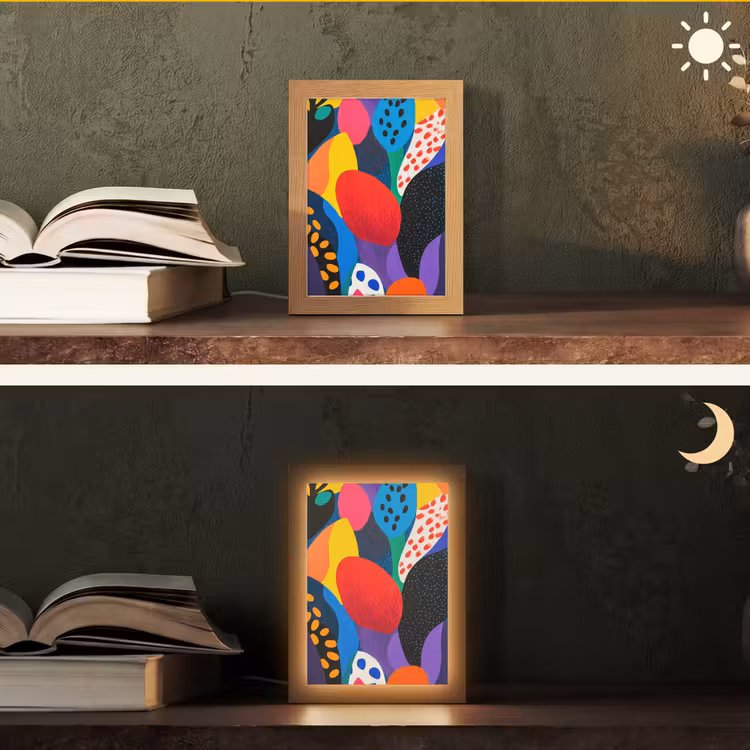 Bloemen - Bladeren - Abstract - Rood Light Box met kabel (Tafellamp) klein -sfeer3