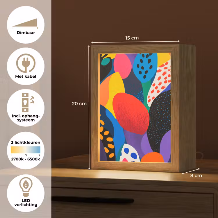 Bloemen - Bladeren - Abstract - Rood Light Box met kabel (Tafellamp) klein -USP_NL