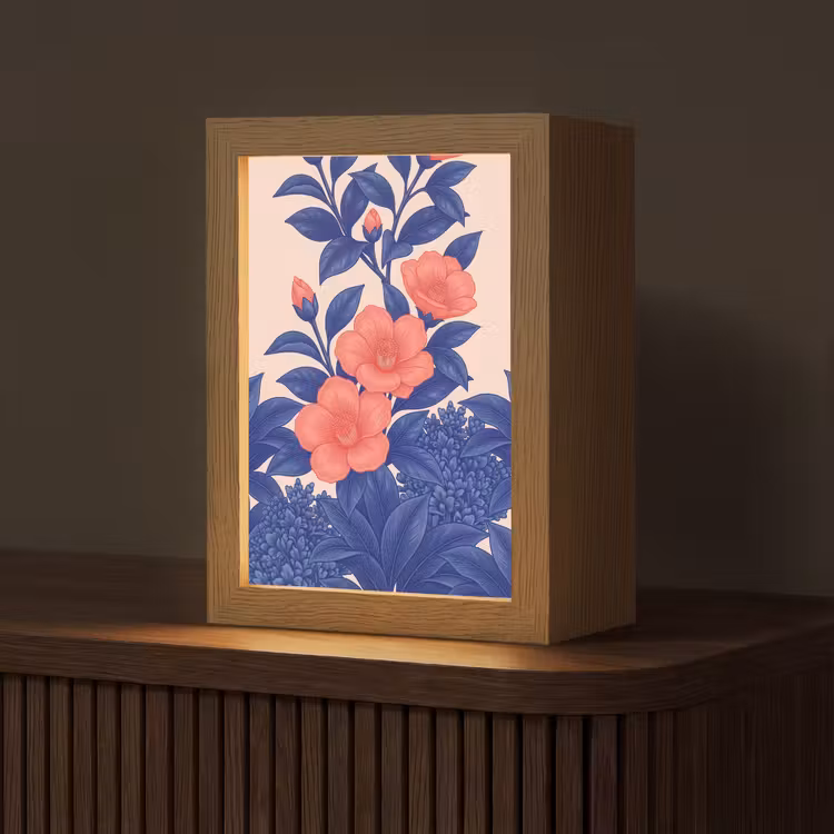 Tafellamp - Bloemen - Bladeren - Botanisch - Bloemen - Bladeren - Botanisch Light Box met kabel (Tafellamp) klein
