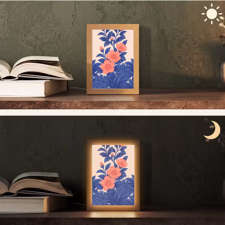 Tafellamp - Bloemen - Bladeren - Botanisch - Bloemen - Bladeren - Botanisch Light Box met kabel (Tafellamp) klein