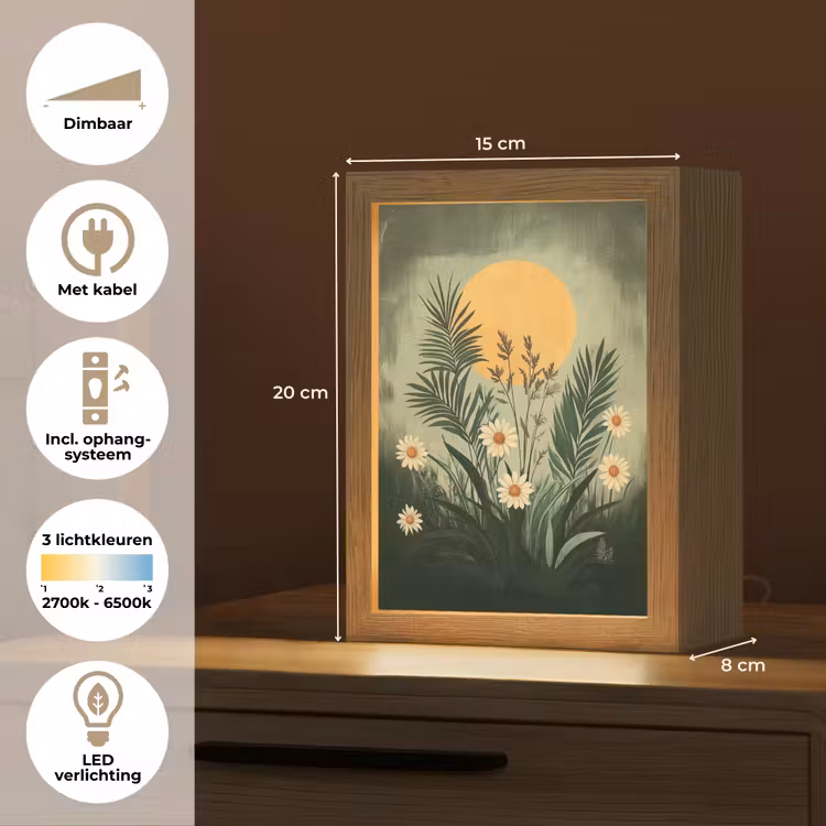 Bloemen - Bladeren - Zon - Groen Light Box met kabel (Tafellamp) klein -USP_NL