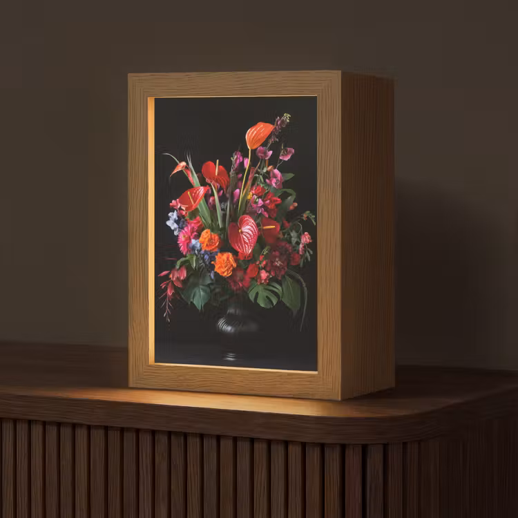 Bloemen - Boeket - Sierlijk Light Box met kabel (Tafellamp) klein -z3d_website