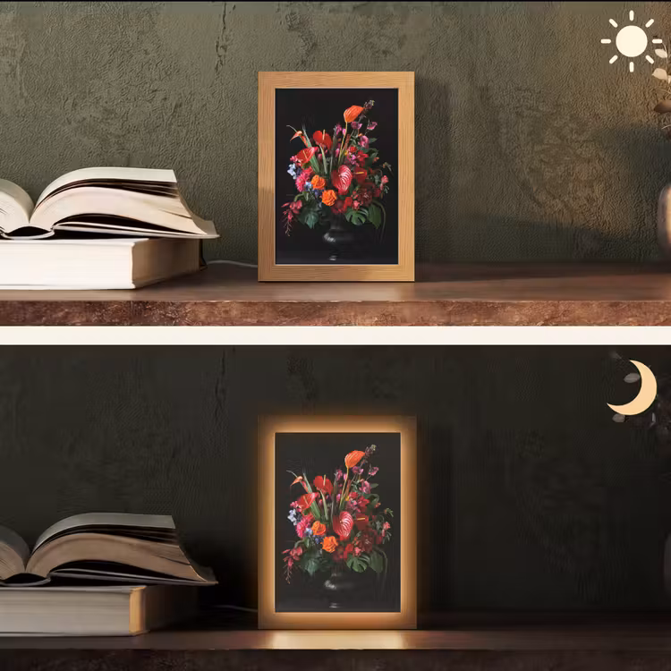 Bloemen - Boeket - Sierlijk Light Box met kabel (Tafellamp) klein -sfeer3