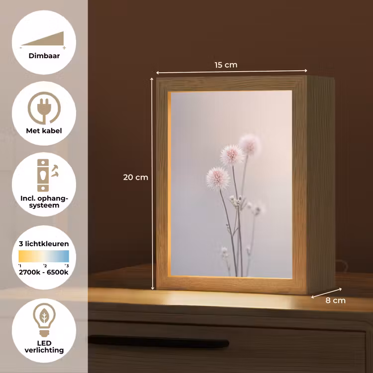 Bloemen - Bollen - Roze Light Box met kabel (Tafellamp) klein -USP_NL