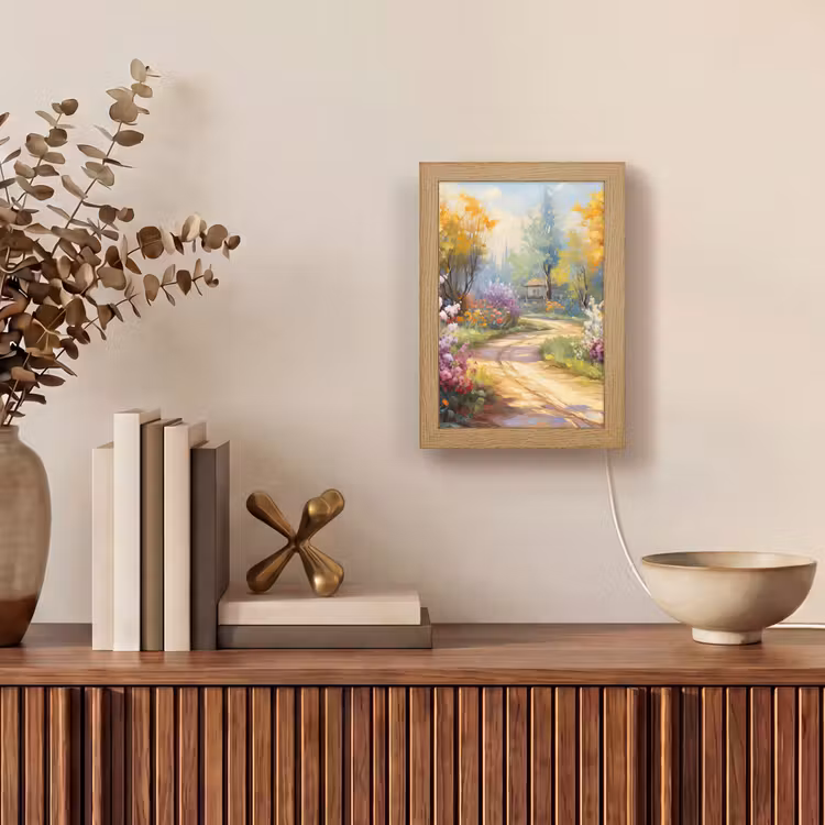 Bloemen - Bomen - Kunst - Watercolor Light Box met kabel (Tafellamp) klein -sfeer2
