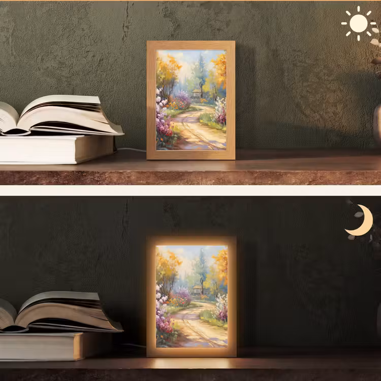 Bloemen - Bomen - Kunst - Watercolor Light Box met kabel (Tafellamp) klein -sfeer3