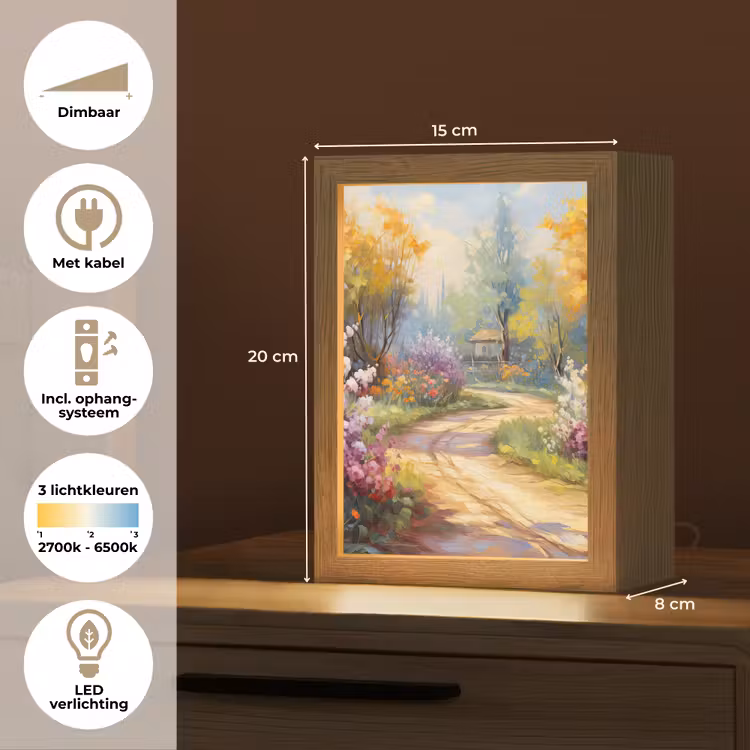 Bloemen - Bomen - Kunst - Watercolor Light Box met kabel (Tafellamp) klein -USP_NL