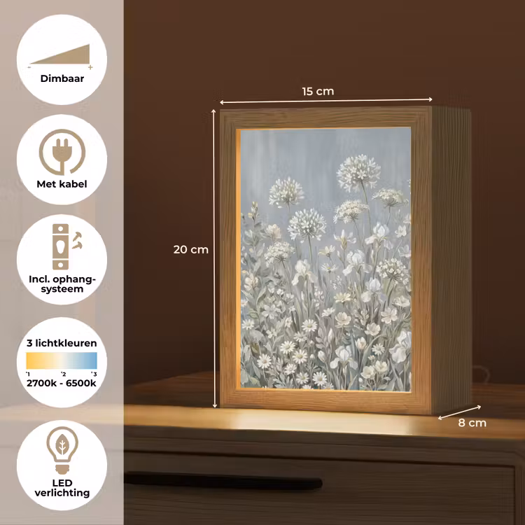 Bloemen - Botanisch - Blauw Light Box met kabel (Tafellamp) klein -USP_NL