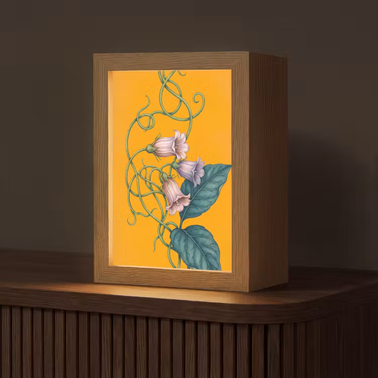 Tafellamp - Bloemen - Botanisch - Geel - Bloemen - Botanisch - Geel Light Box met kabel (Tafellamp) klein