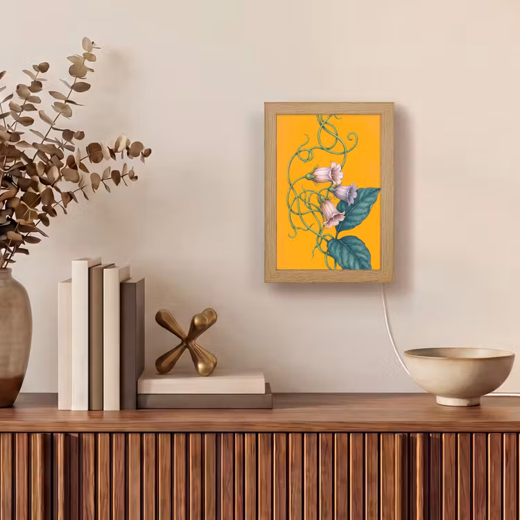 Tafellamp - Bloemen - Botanisch - Geel - Bloemen - Botanisch - Geel Light Box met kabel (Tafellamp) klein