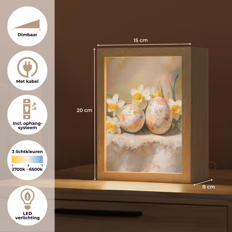 Bloemen - Eieren - Geschilderd Light Box met kabel (Tafellamp) klein -USP_NL