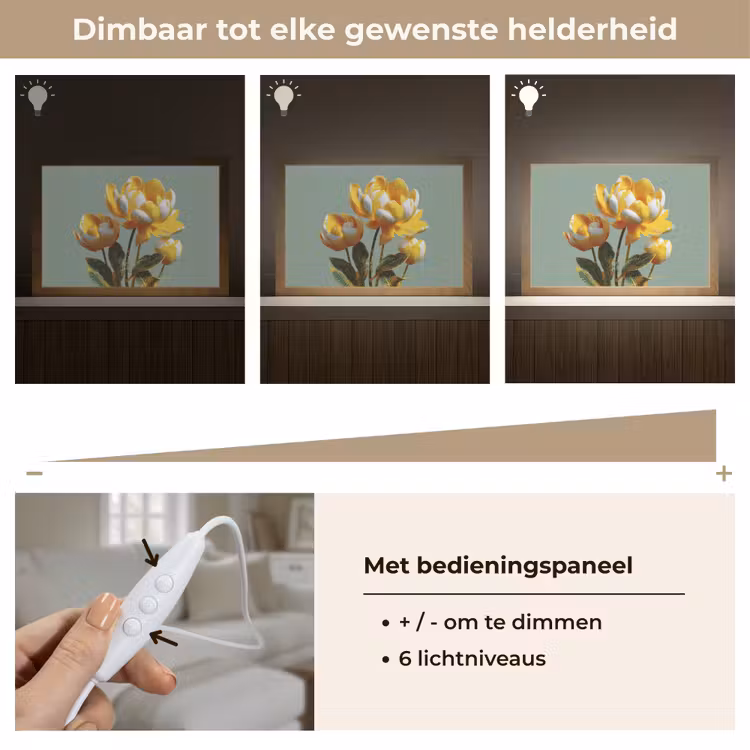 Bloemen - Geel - Bladeren - Structuur Light Box met kabel (Tafellamp) klein -USP_dimbaarNL