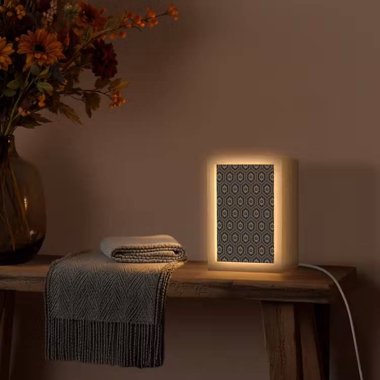 Bloemen - Goud - Hexagon Light Box met kabel (Tafellamp) klein 925 -sfeer4
