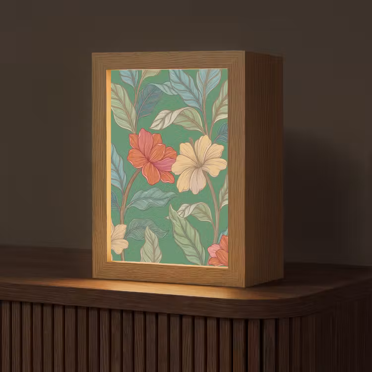 Tafellamp - Bloemen - Groen - Illustratie - Bloemen - Groen - Illustratie Light Box met kabel (Tafellamp) klein
