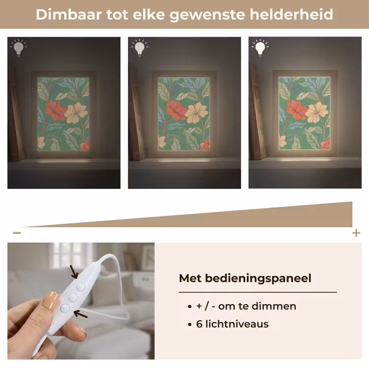 Tafellamp - Bloemen - Groen - Illustratie - Bloemen - Groen - Illustratie Light Box met kabel (Tafellamp) klein