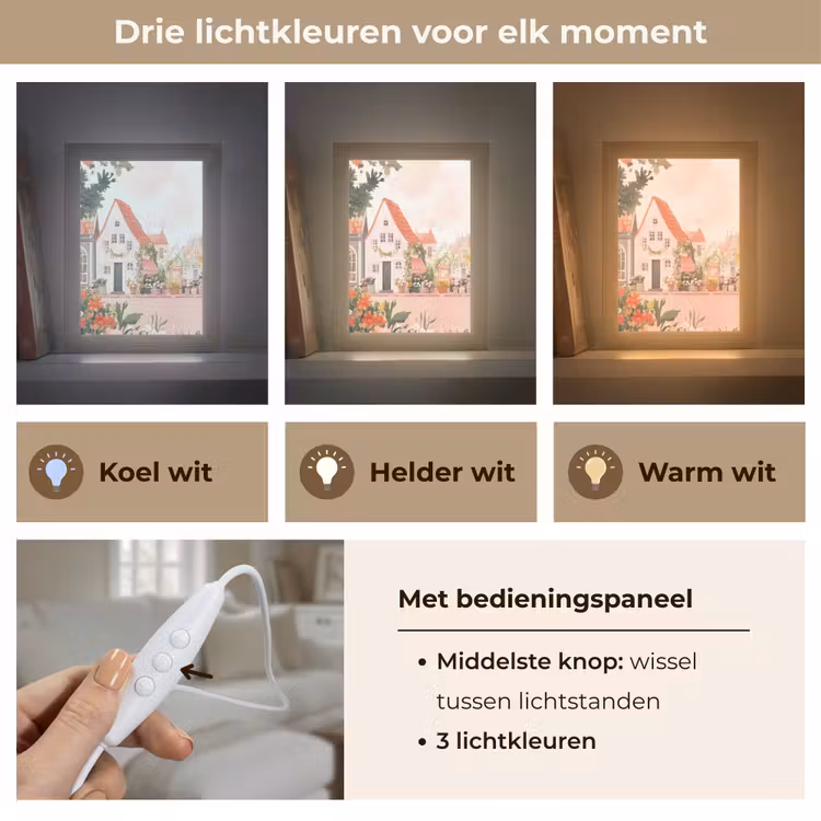 Bloemen - Huizen - Dorp Light Box met kabel (Tafellamp) klein -USP_lichtkleurNL